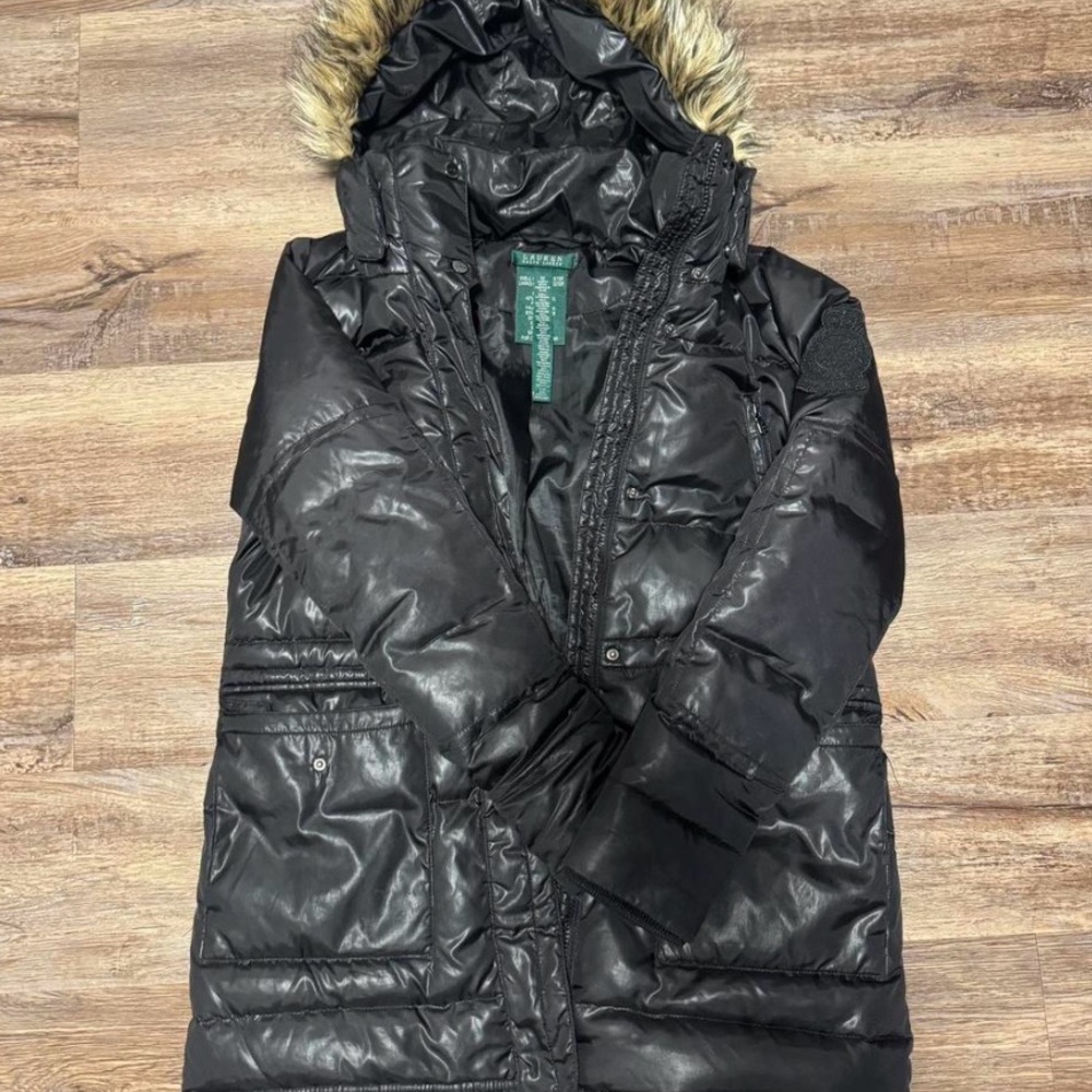 Ralph Lauren Black Women's Jacket with Fur Hood